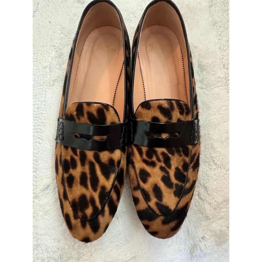 J. Crew Women's Leopard Print Penny Loafers Size 10 Slip-On Flats